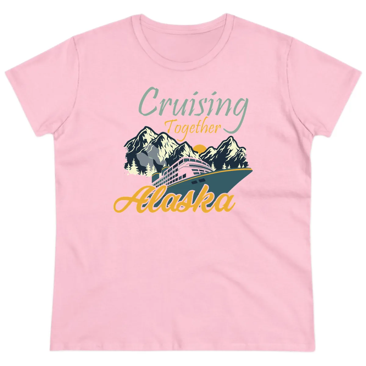 Cruising Together Alaska Ladies Tee in Light Pink