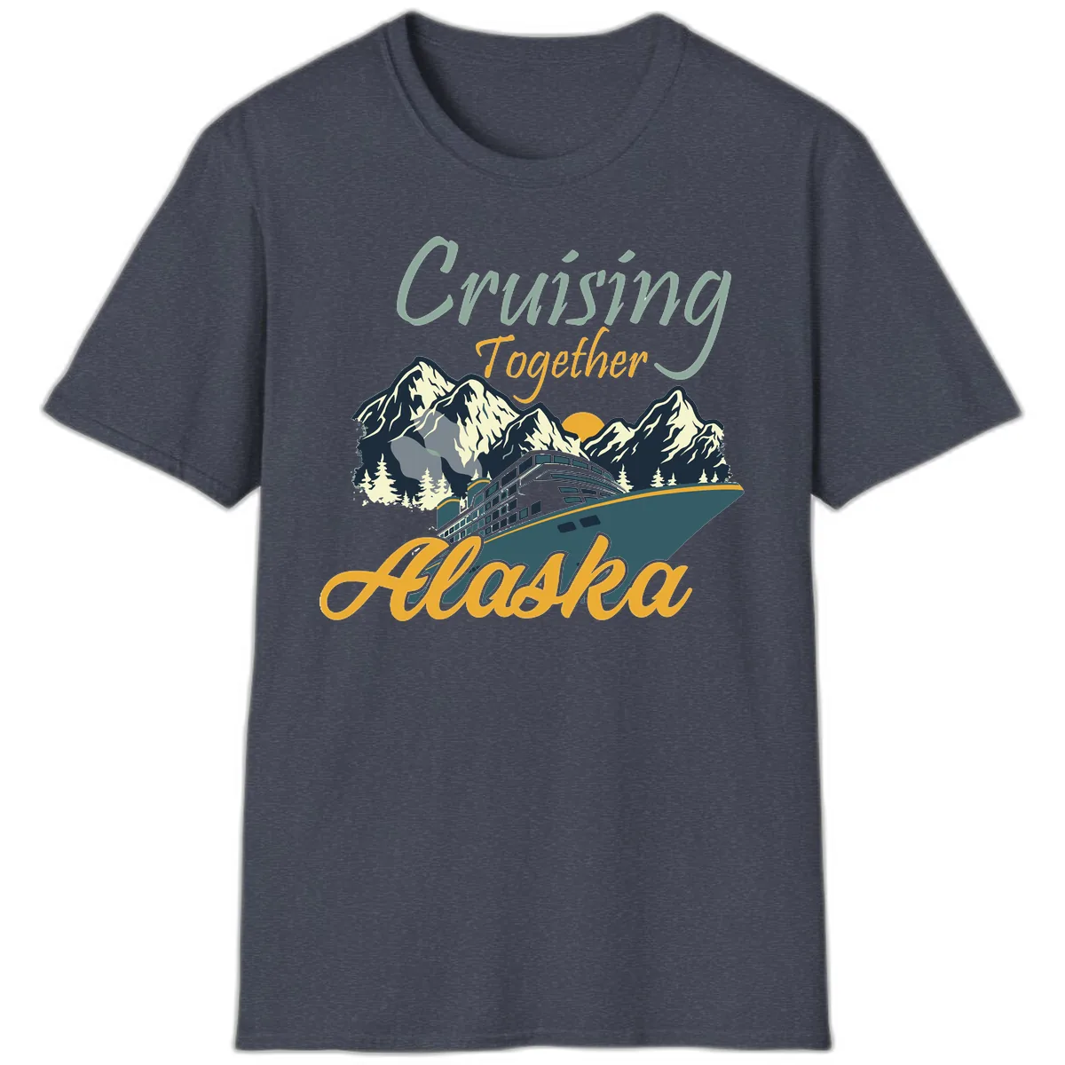 Cruising Together Alaska T-Shirt in Heather Navy
