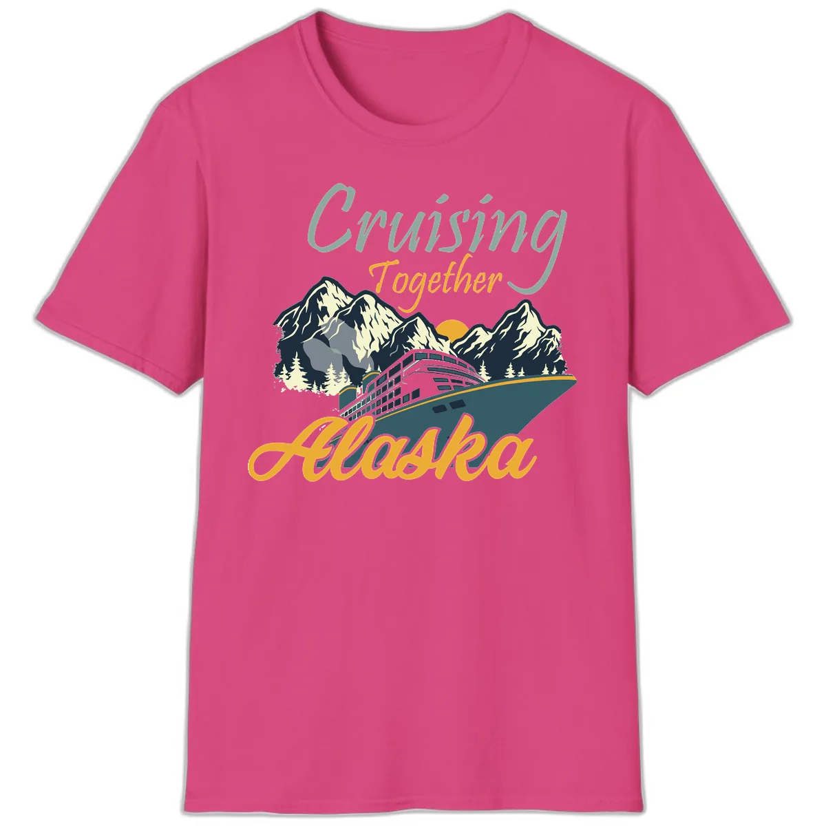Cruising Together Alaska T-Shirt in Heliconia
