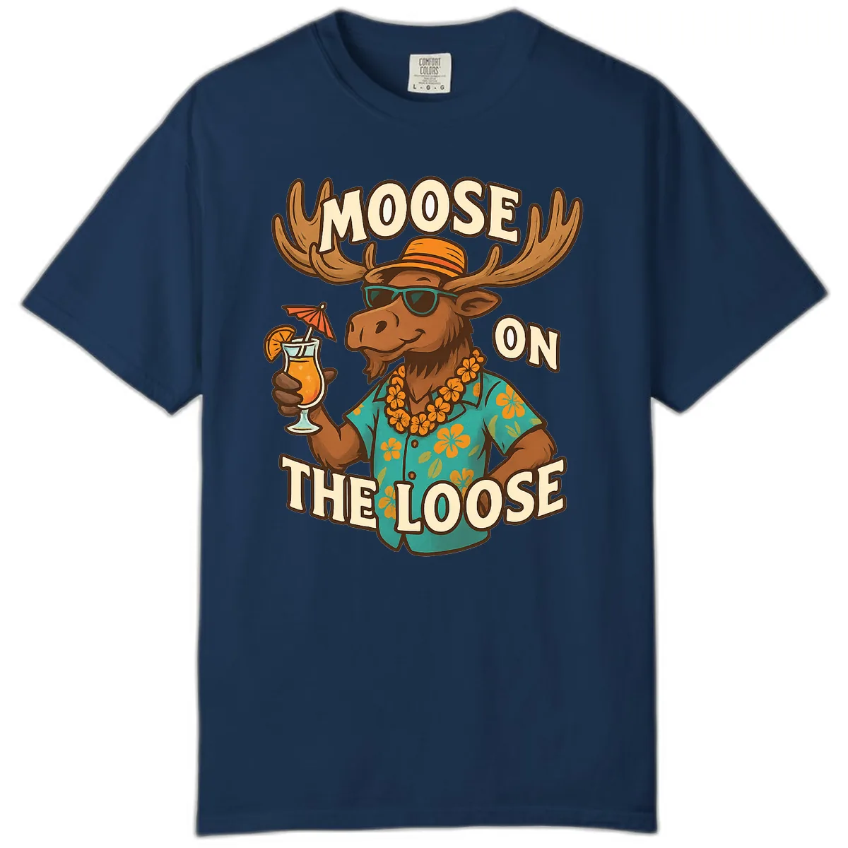 Moose On The Loose Tropical Comfort Color in Navy