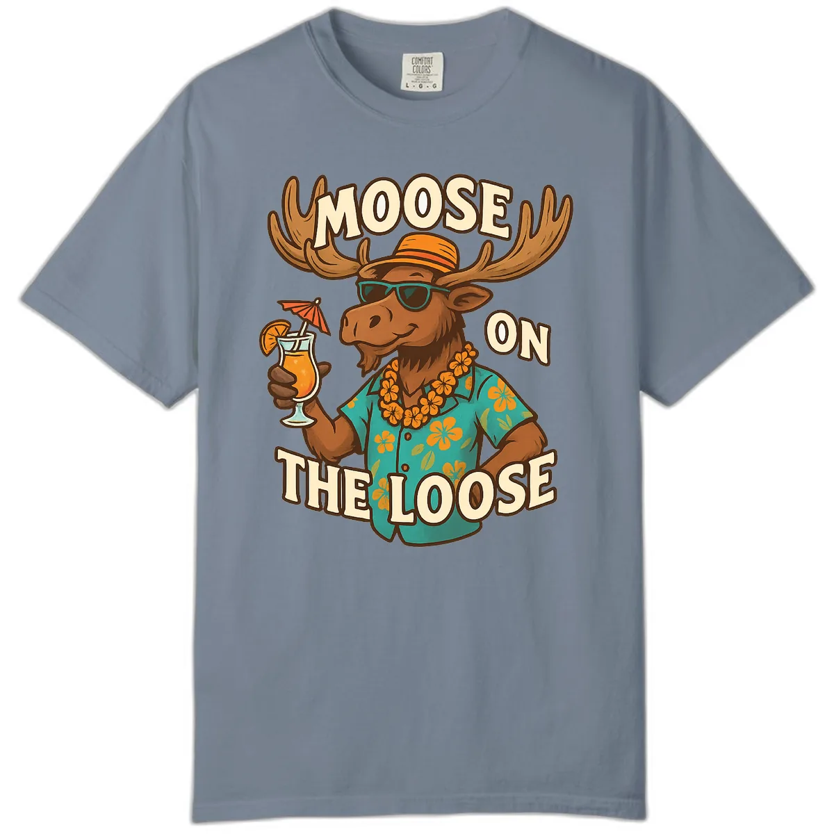 Moose On The Loose Tropical Comfort Color in Blue Jean