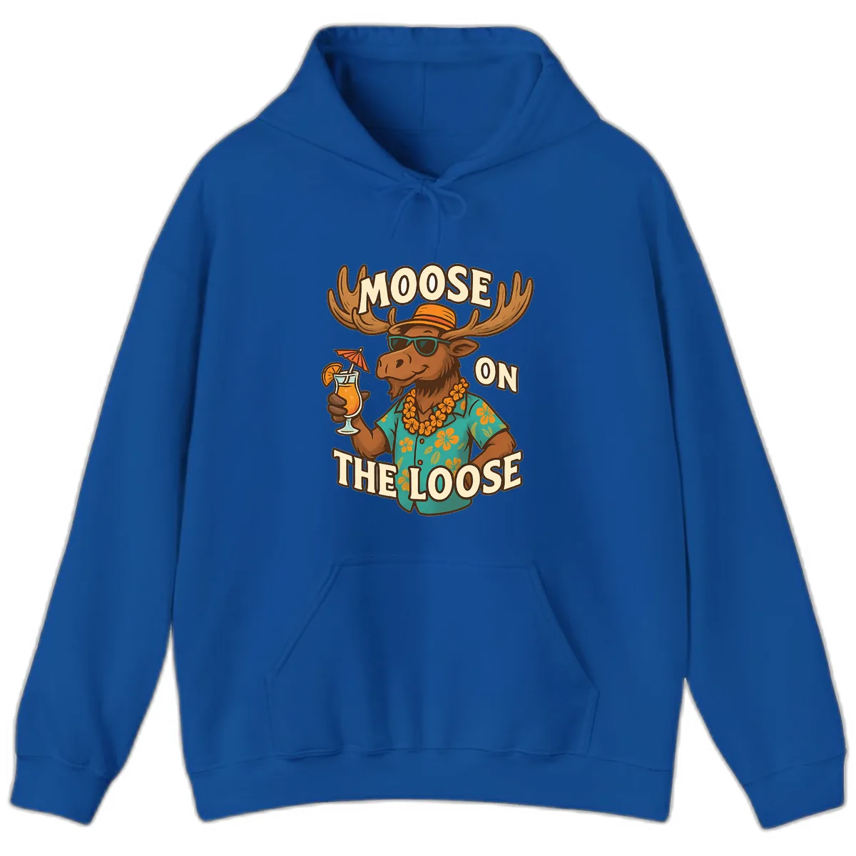 Moose On The Loose Tropical Hoodie in Royal