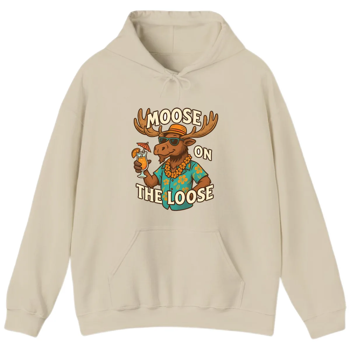 Moose On The Loose Tropical Hoodie in Sand