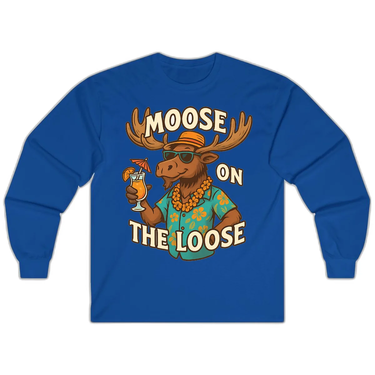 Moose On The Loose Tropical Long Sleeve in Royal