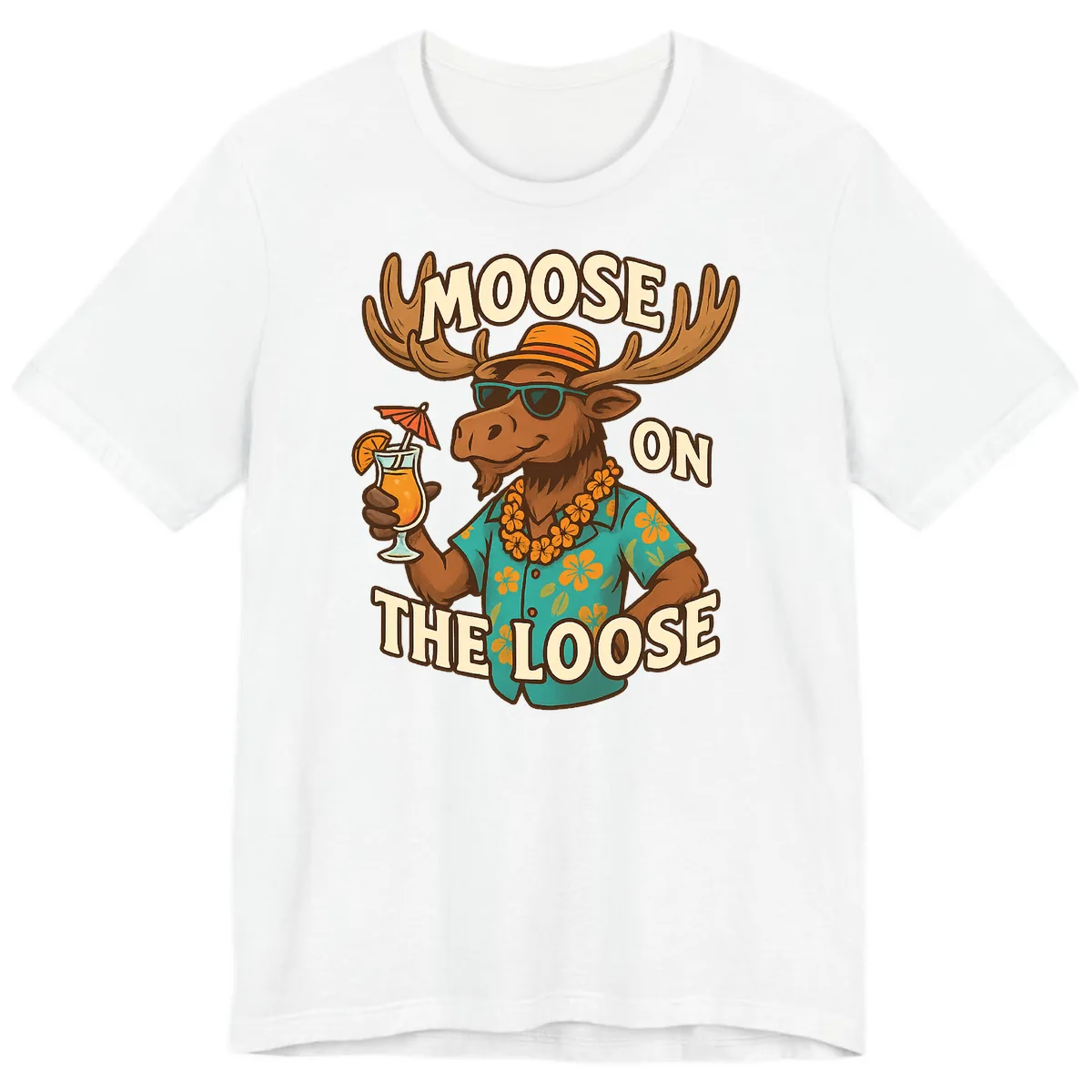 Moose On The Loose Tropical Premium T-Shirt in White