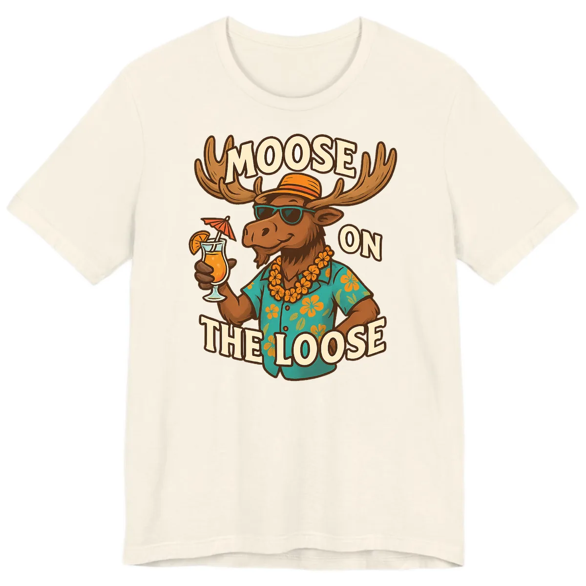 Moose On The Loose Tropical Premium T-Shirt in Natural