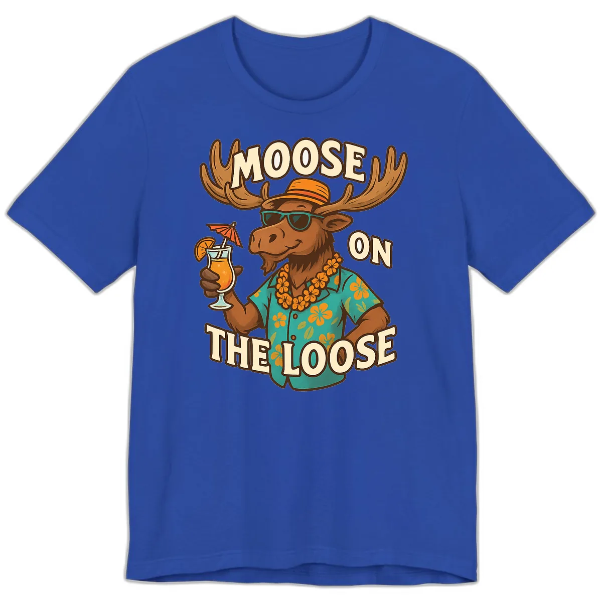 Moose On The Loose Tropical Premium T-Shirt in True Royal
