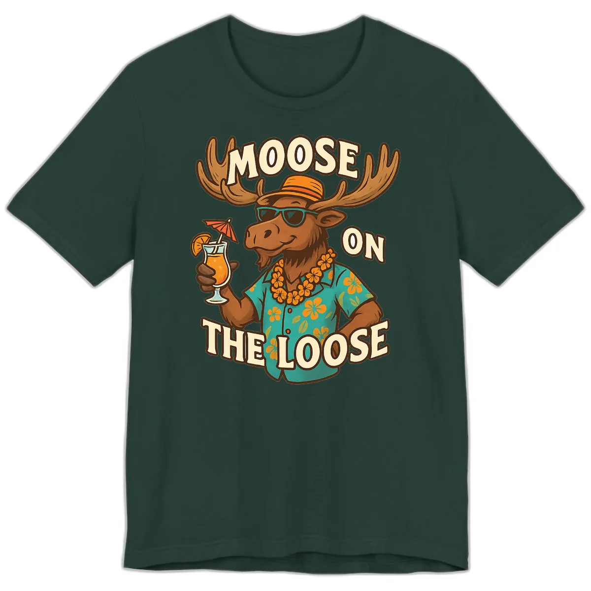Moose On The Loose Tropical Premium T-Shirt in Forest