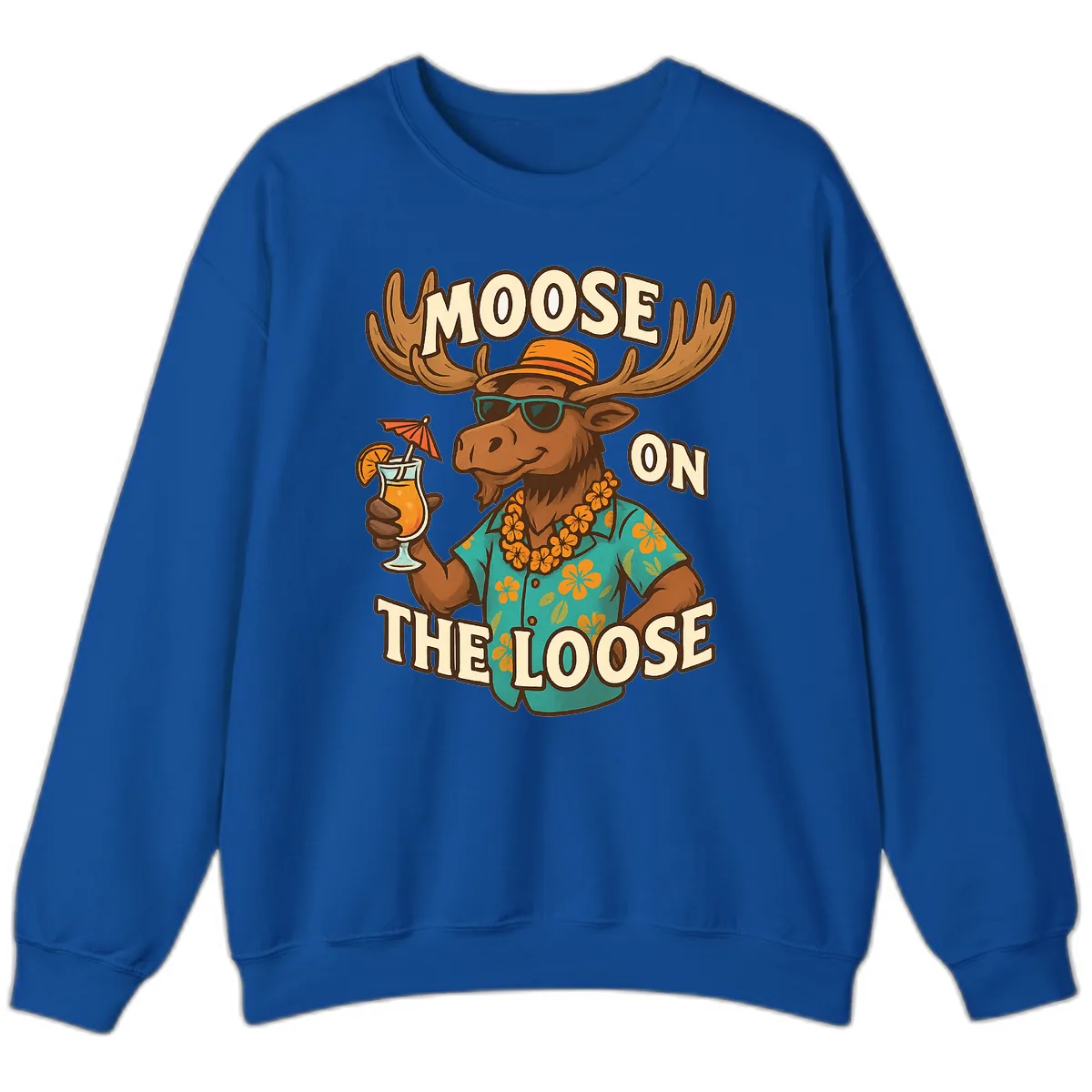 Moose On The Loose Tropical Sweatshirt in Royal
