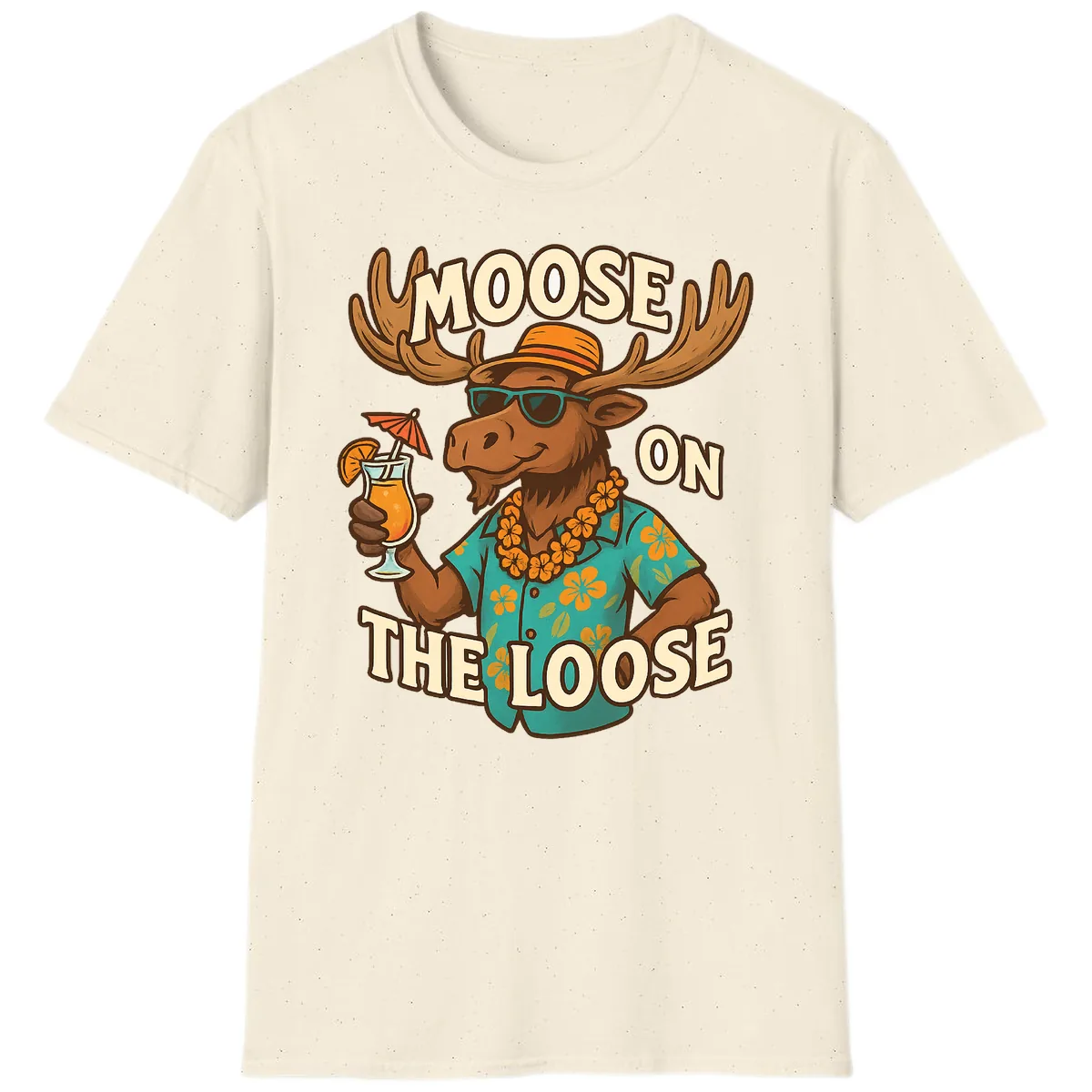 Moose On The Loose Tropical T-Shirt in Natural