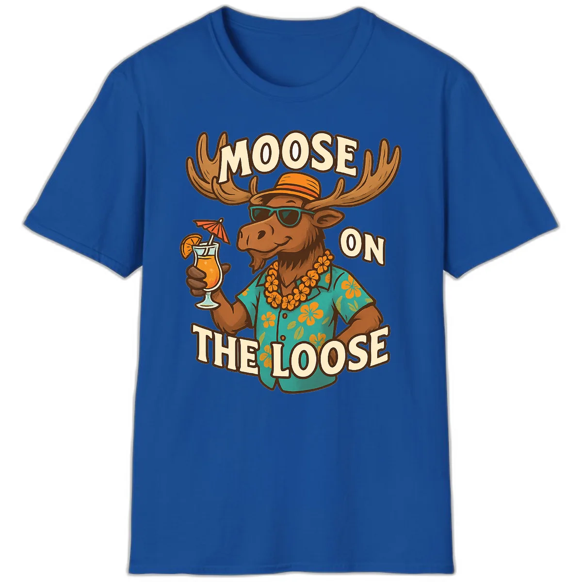 Moose On The Loose Tropical T-Shirt in Royal