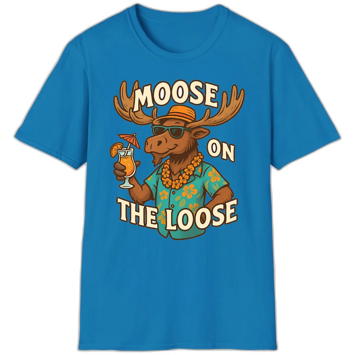 Moose On The Loose Tropical T-Shirt in Sapphire