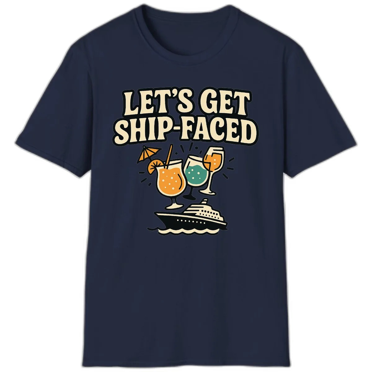 Let's Get Ship-Faced T-Shirt in Navy