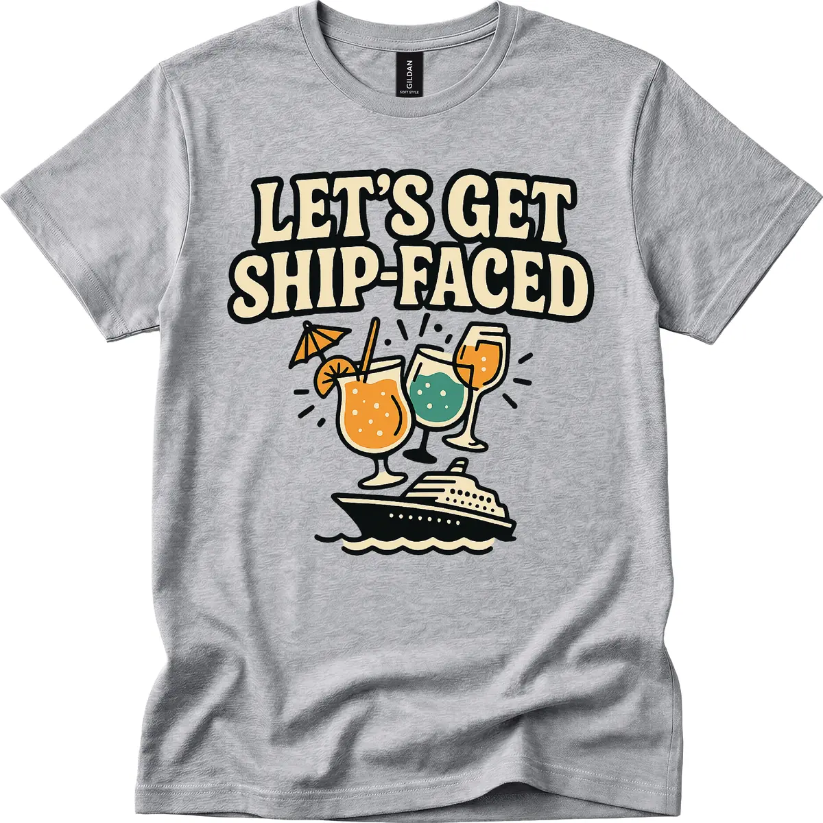 Let's Get Ship-Faced T-Shirt in Sport Grey