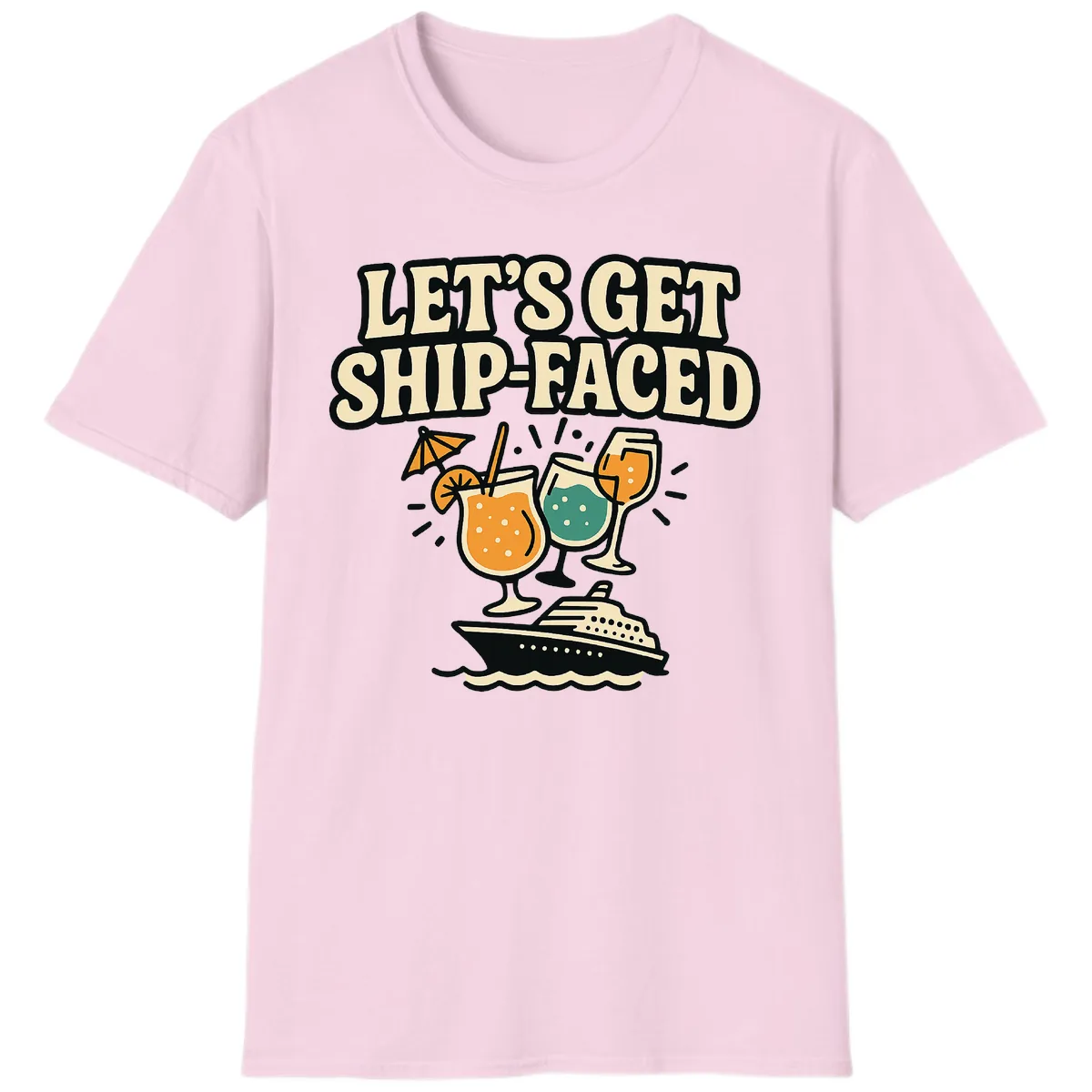 Let's Get Ship-Faced T-Shirt in Light Pink
