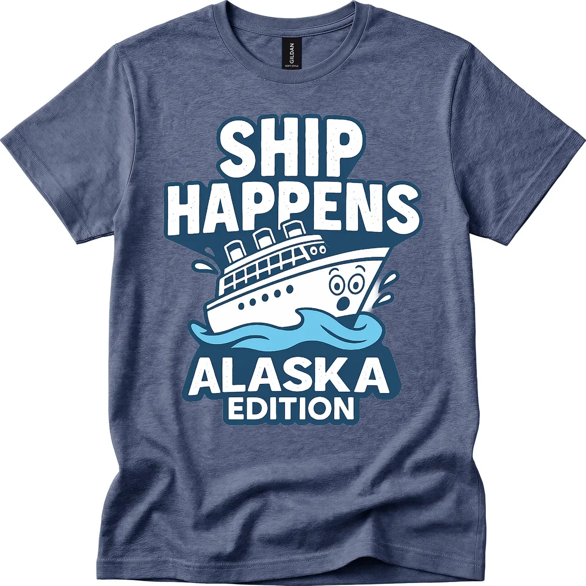 Ship Happens Alaska Edition T-Shirt in Heather Navy
