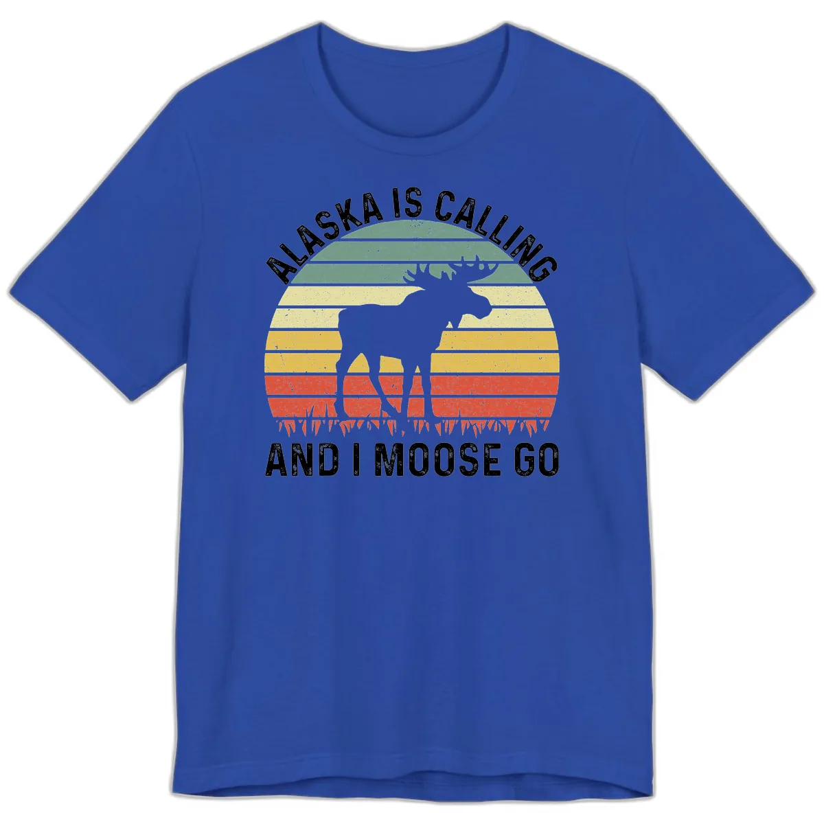 Alaska Calling And I Moose Go Premium T-Shirt in True Royal
