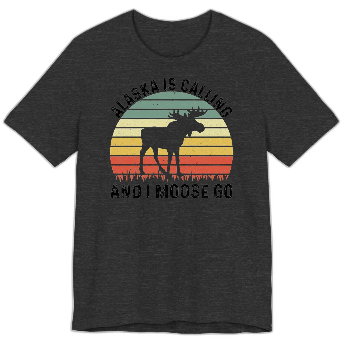 Alaska Calling And I Moose Go Premium T-Shirt in Dark Grey Heather