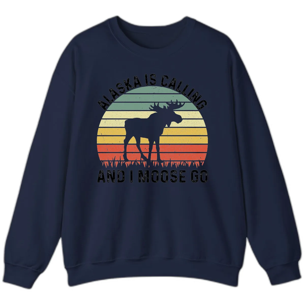 Alaska Calling And I Moose Go Sweatshirt in Navy