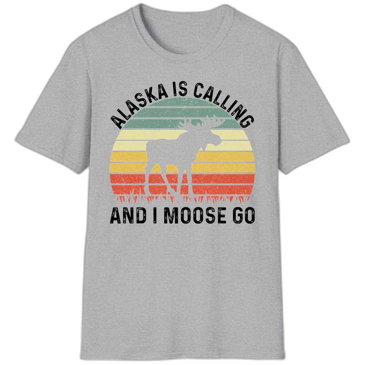 Alaska Calling And I Moose Go T-Shirt in Sport Grey
