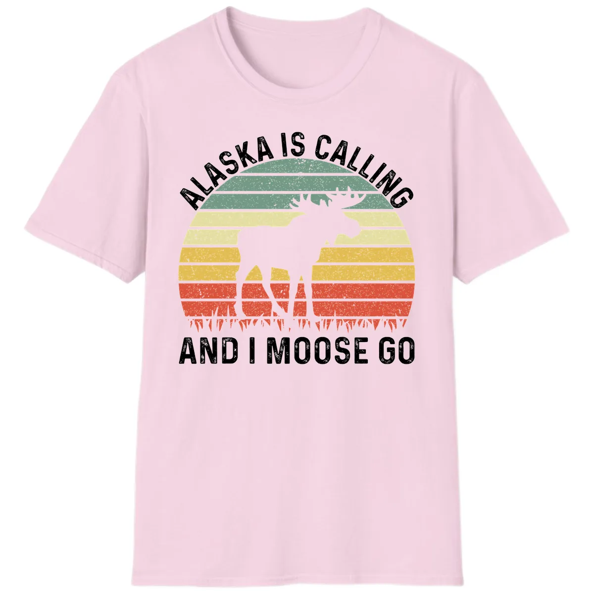 Alaska Calling And I Moose Go T-Shirt in Light Pink