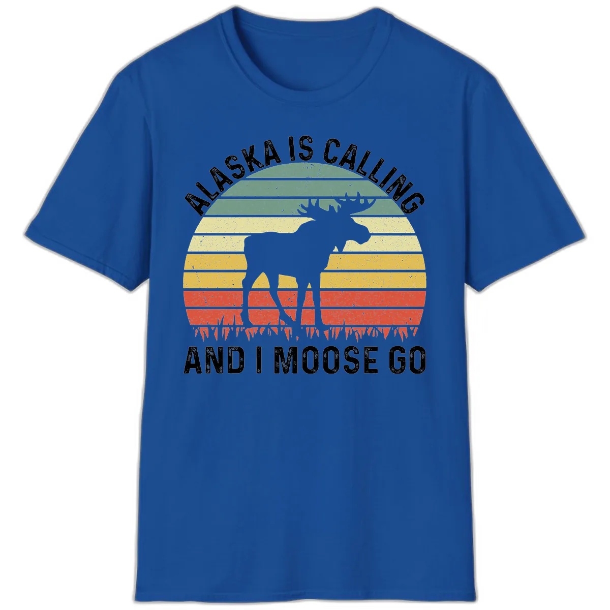 Alaska Calling And I Moose Go T-Shirt in Royal