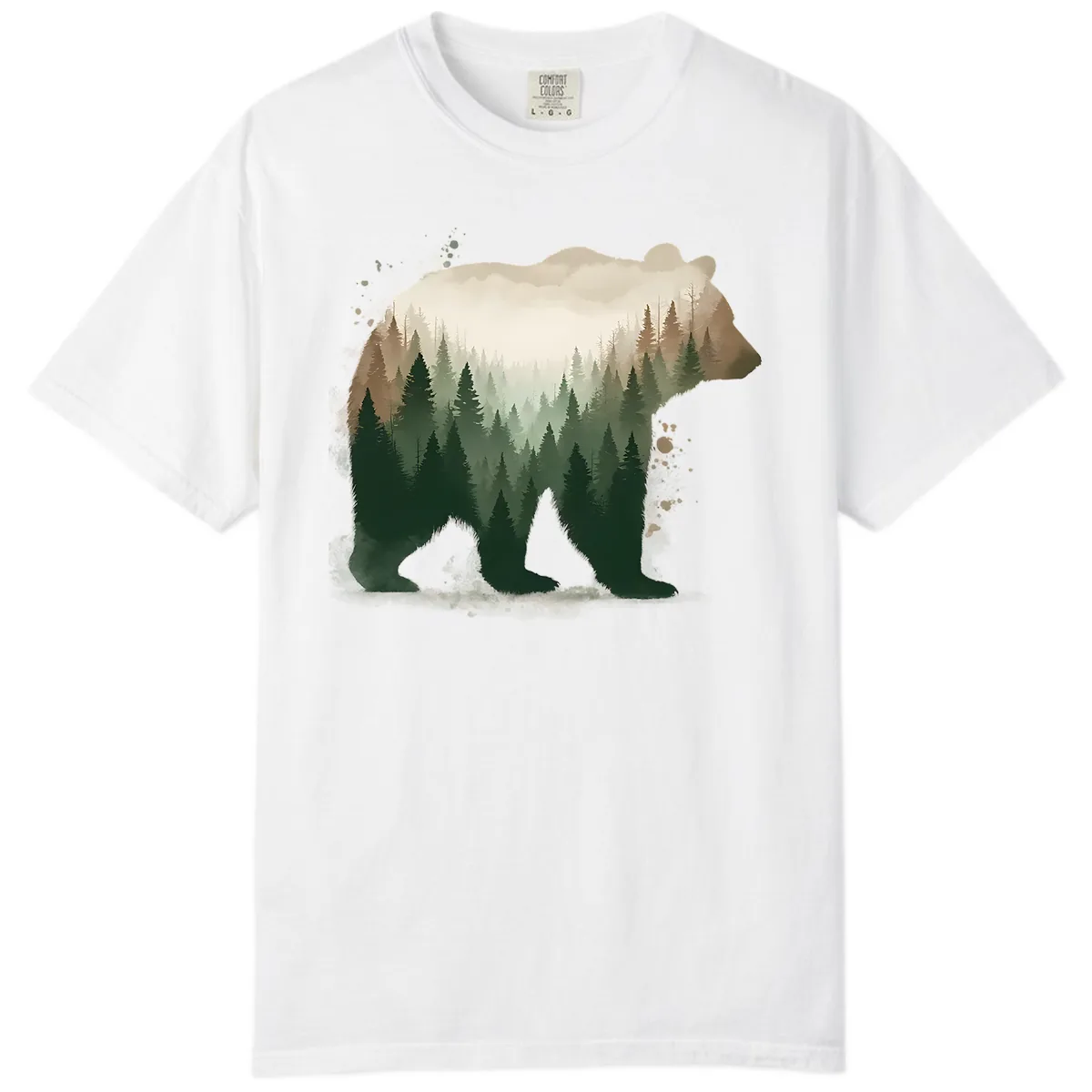 Bear Within The Forest Double Exposure Comfort Color in White