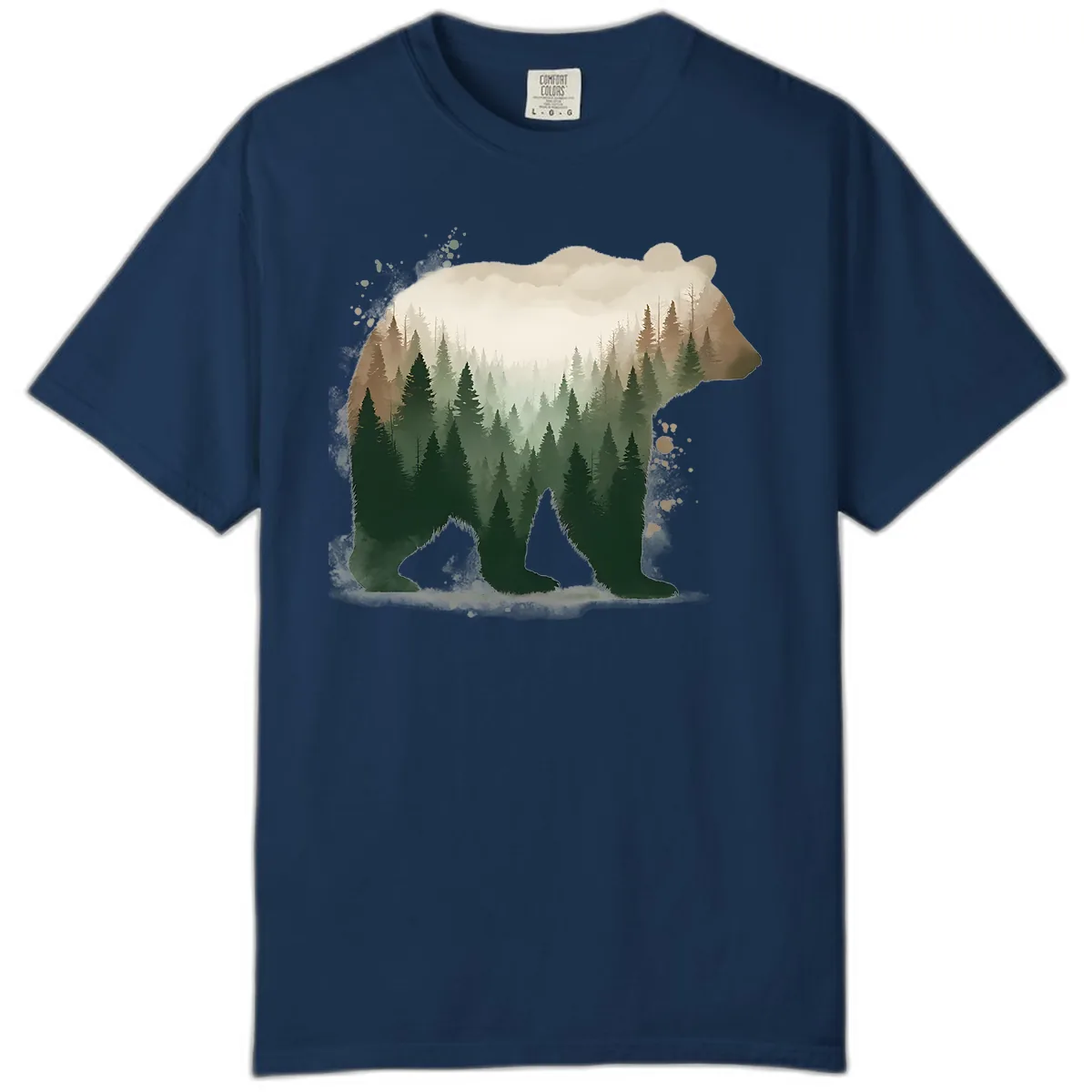Bear Within The Forest Double Exposure Comfort Color in Navy