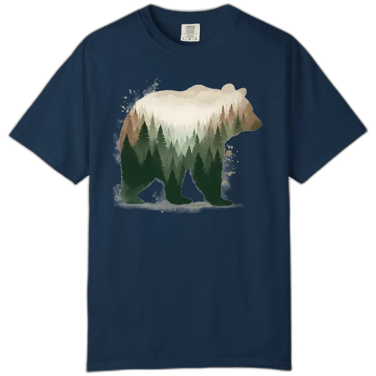 Bear Within The Forest Double Exposure Comfort Color in True Navy