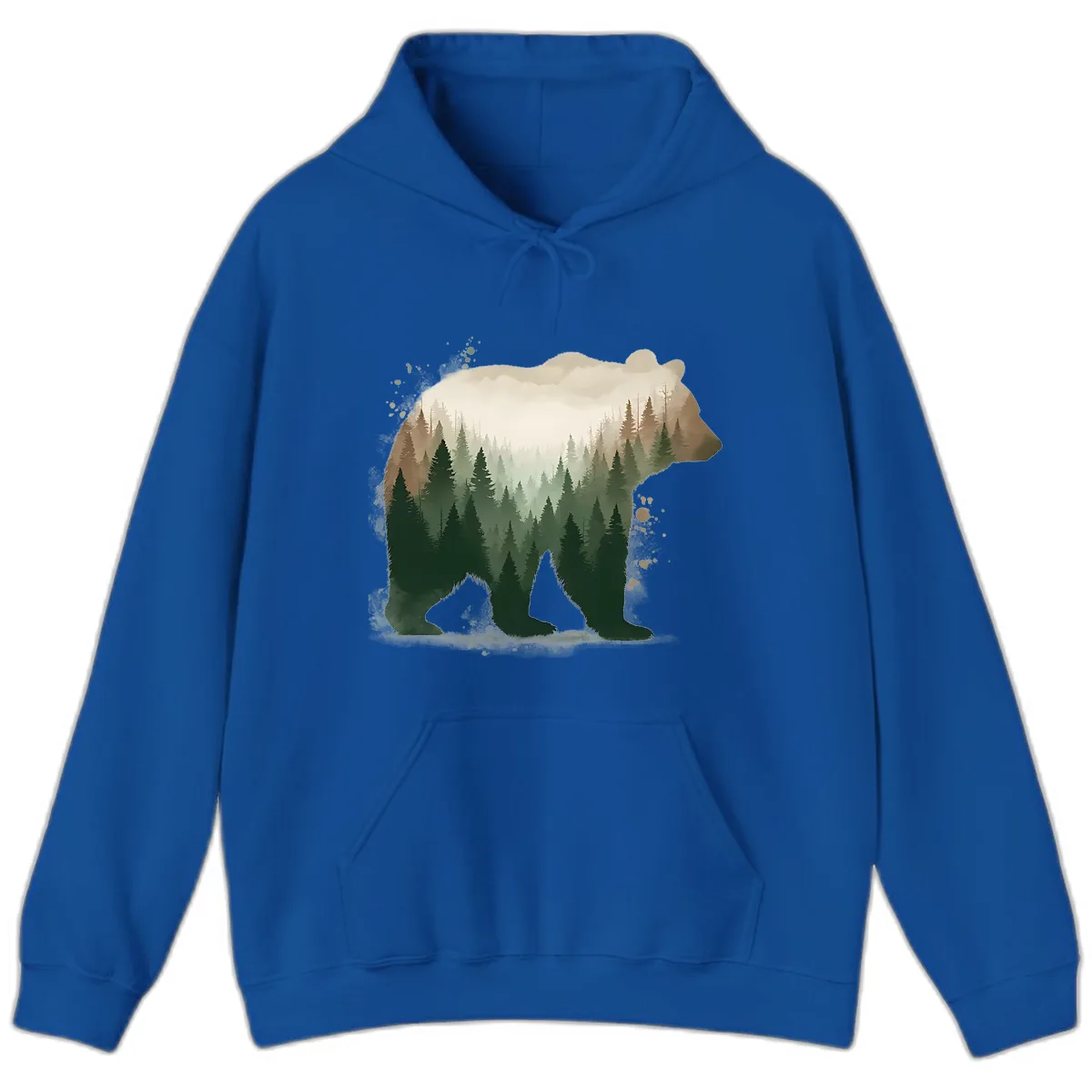 Bear Within The Forest Double Exposure Hoodie in Royal