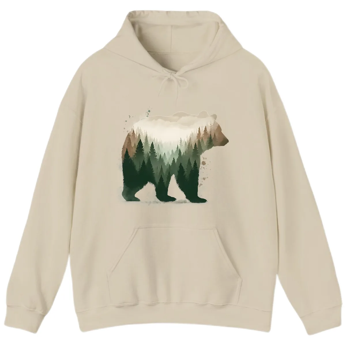 Bear Within The Forest Double Exposure Hoodie in Sand