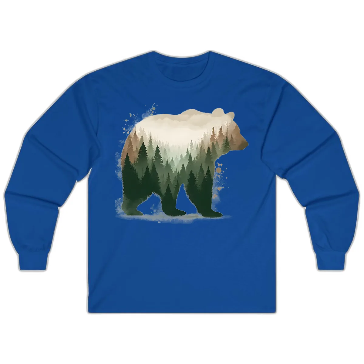 Bear Within The Forest Double Exposure Long Sleeve in Royal