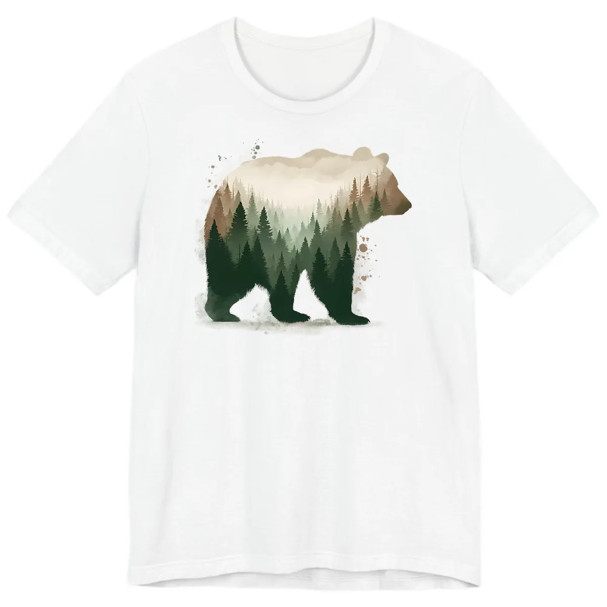 Bear Within The Forest Double Exposure Premium T-Shirt in White