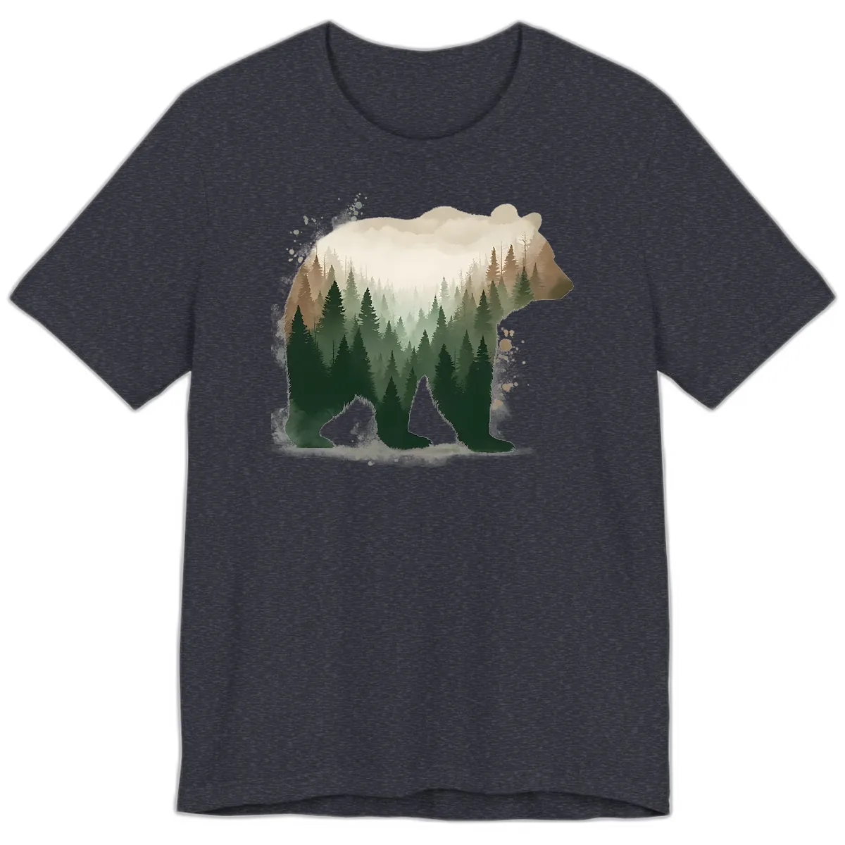 Bear Within The Forest Double Exposure Premium T-Shirt in Heather Navy