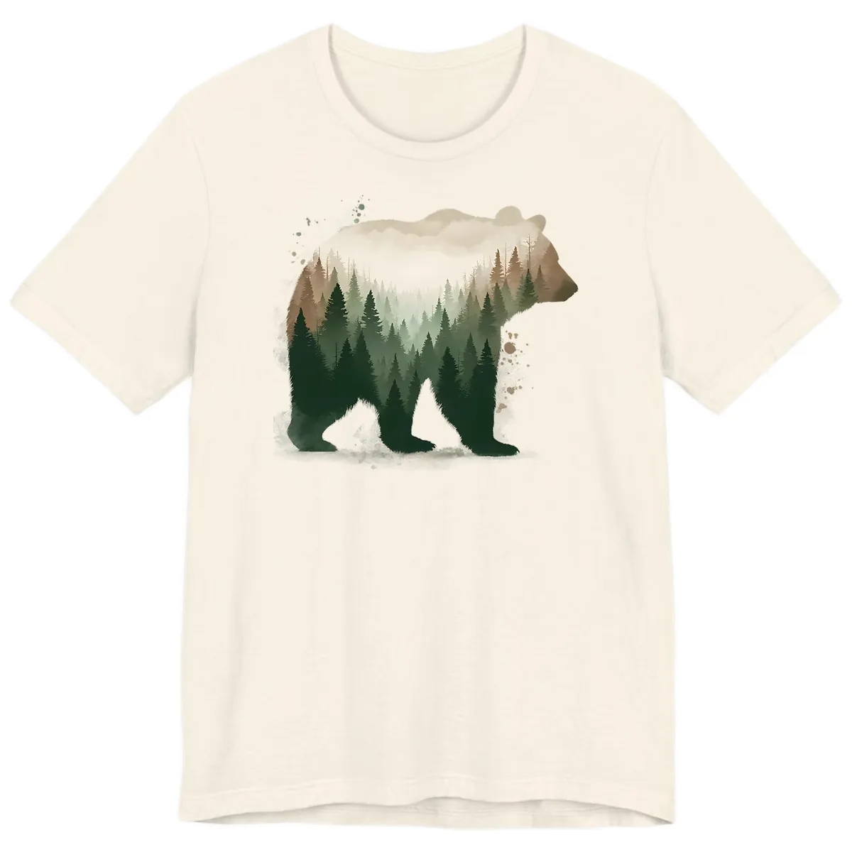 Bear Within The Forest Double Exposure Premium T-Shirt in Natural