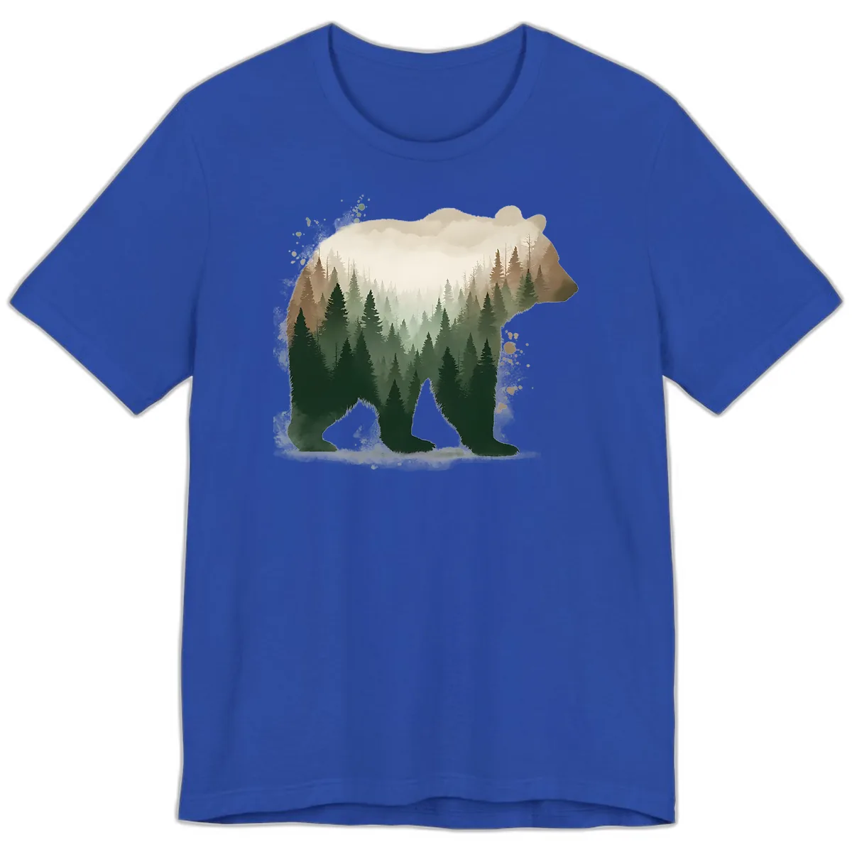 Bear Within The Forest Double Exposure Premium T-Shirt in True Royal