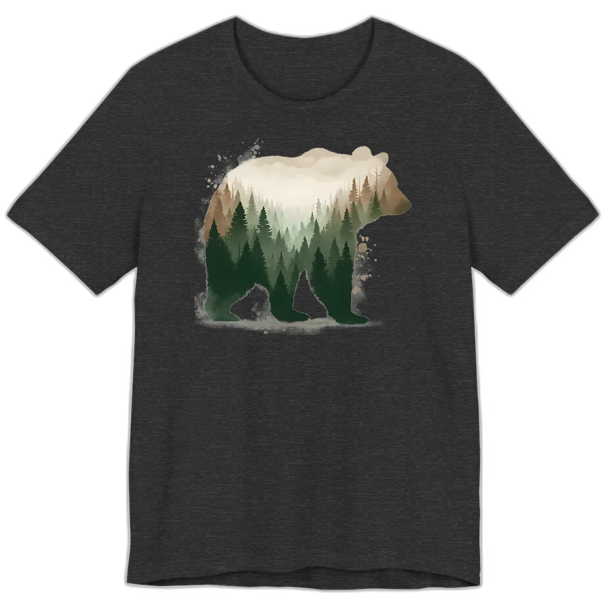 Bear Within The Forest Double Exposure Premium T-Shirt in Dark Grey Heather