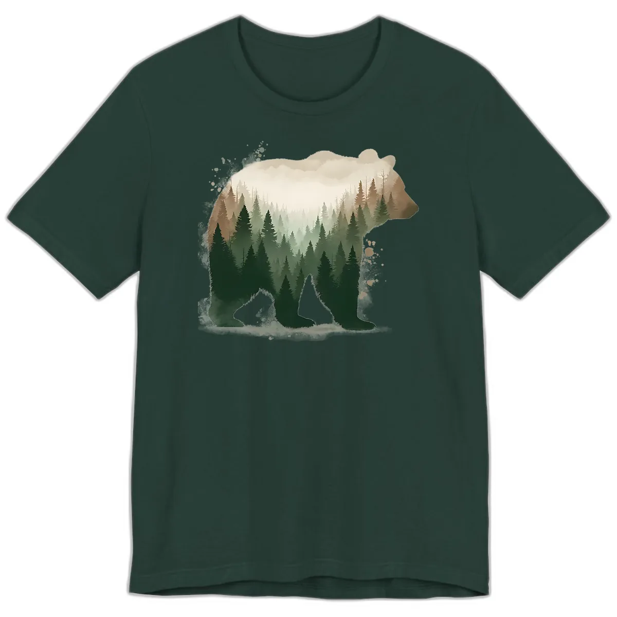 Bear Within The Forest Double Exposure Premium T-Shirt in Forest