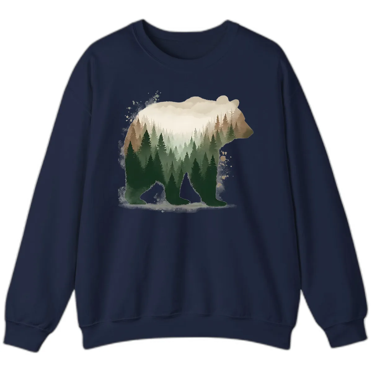 Bear Within The Forest Double Exposure Sweatshirt in Navy