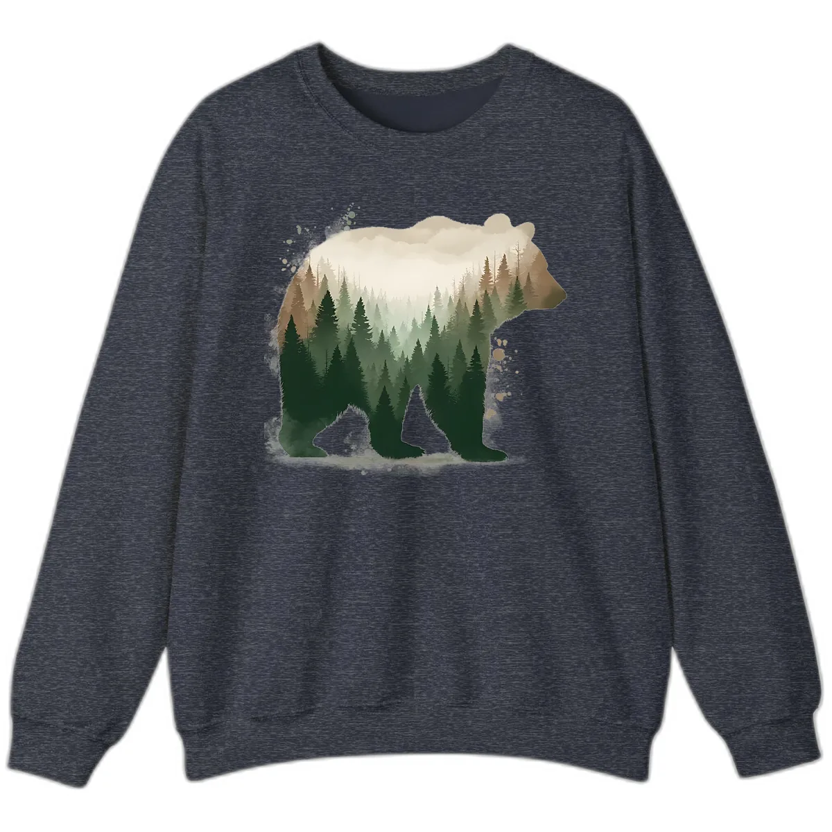 Bear Within The Forest Double Exposure Sweatshirt in Heather Sport Dark Navy
