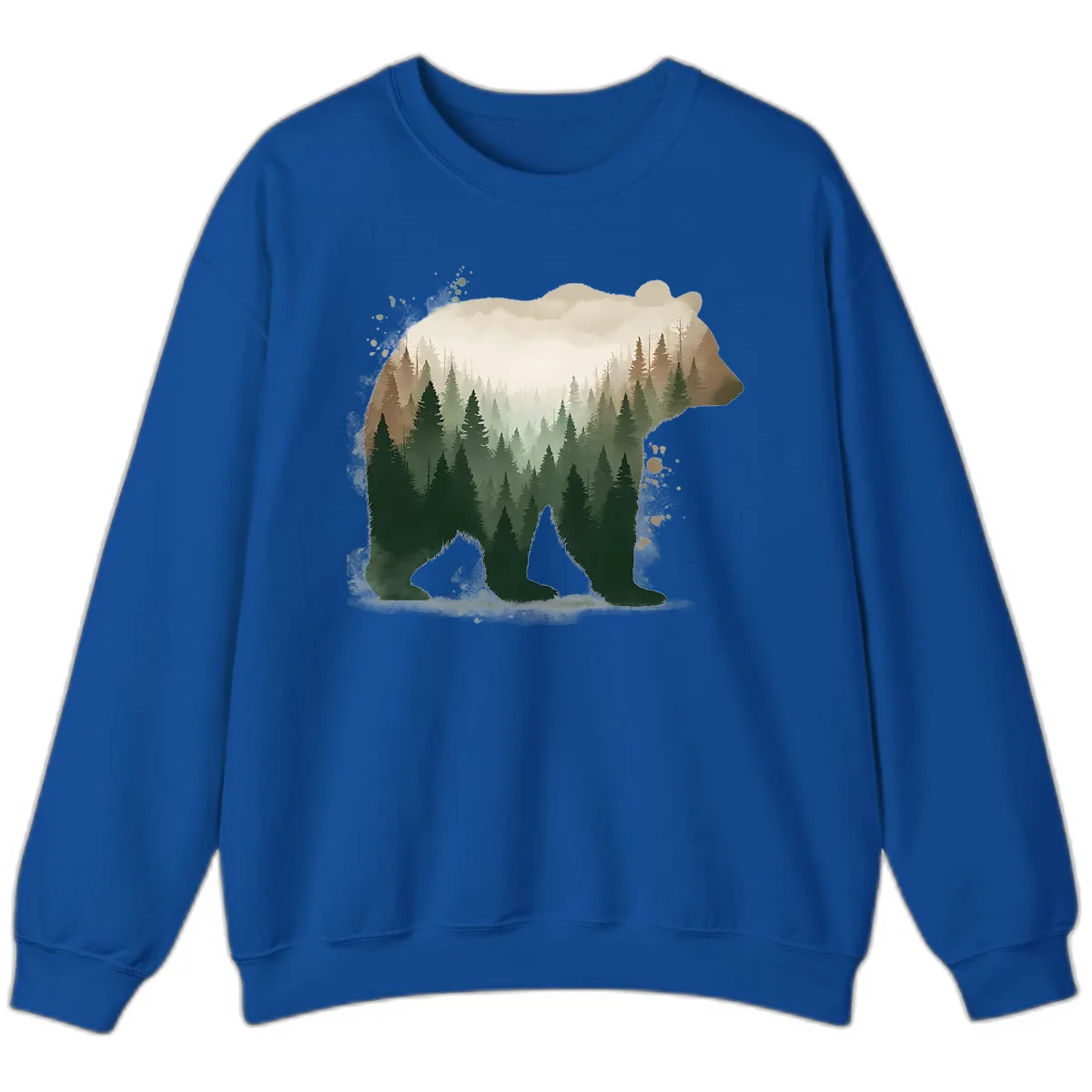 Bear Within The Forest Double Exposure Sweatshirt in Royal