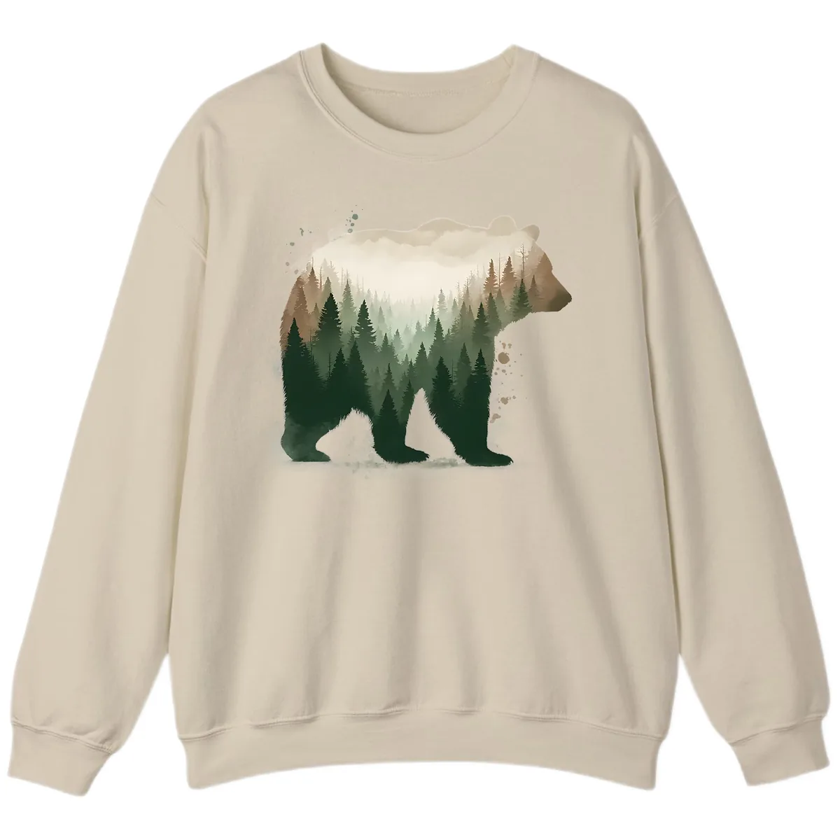 Bear Within The Forest Double Exposure Sweatshirt in Sand