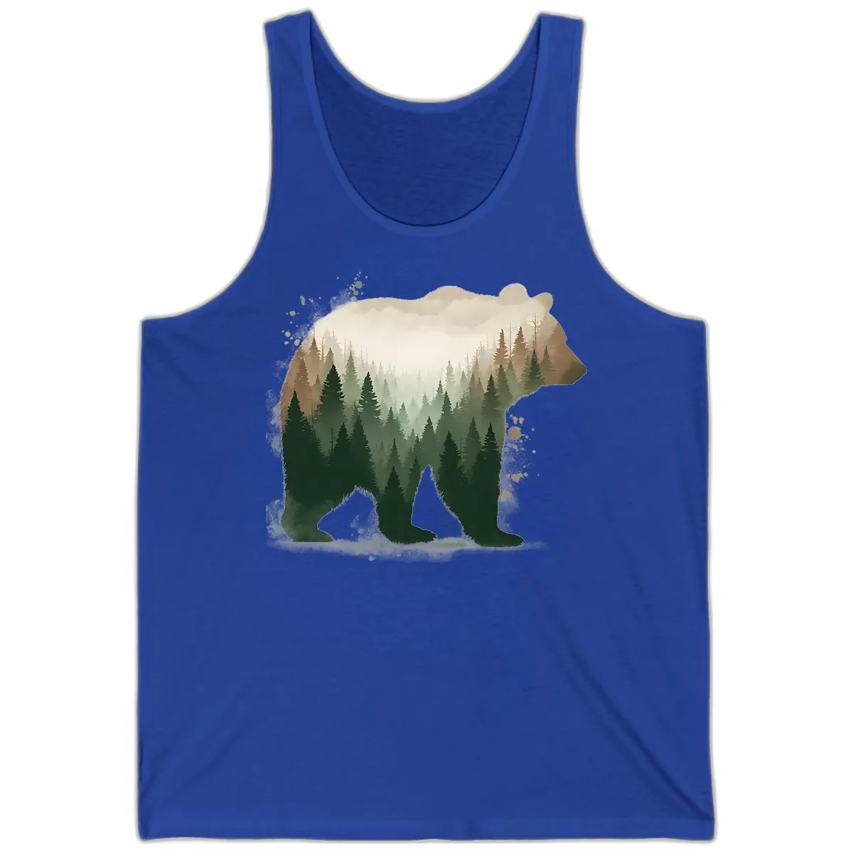 Bear Within The Forest Double Exposure Tank in True Royal