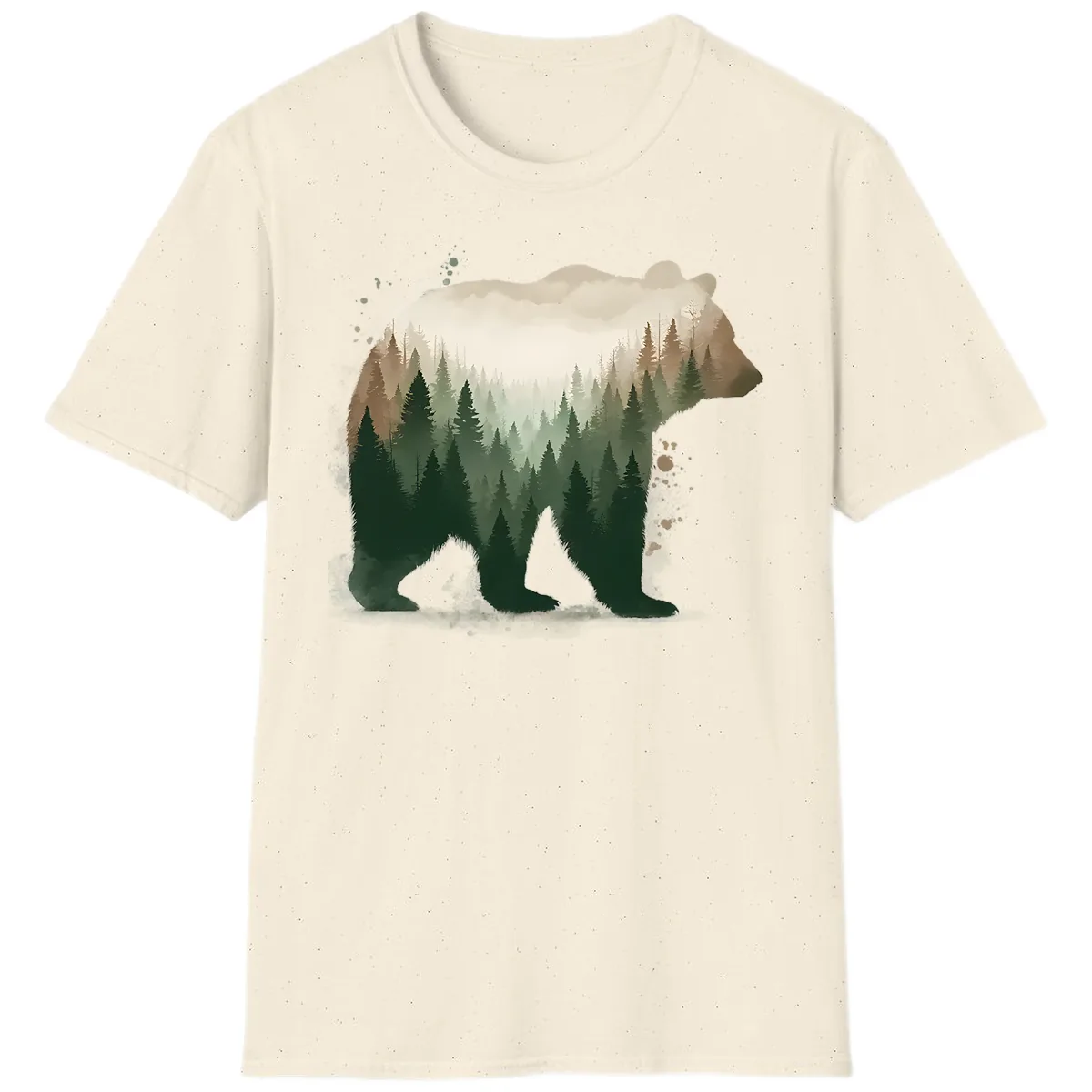 Bear Within The Forest Double Exposure T-Shirt in Natural