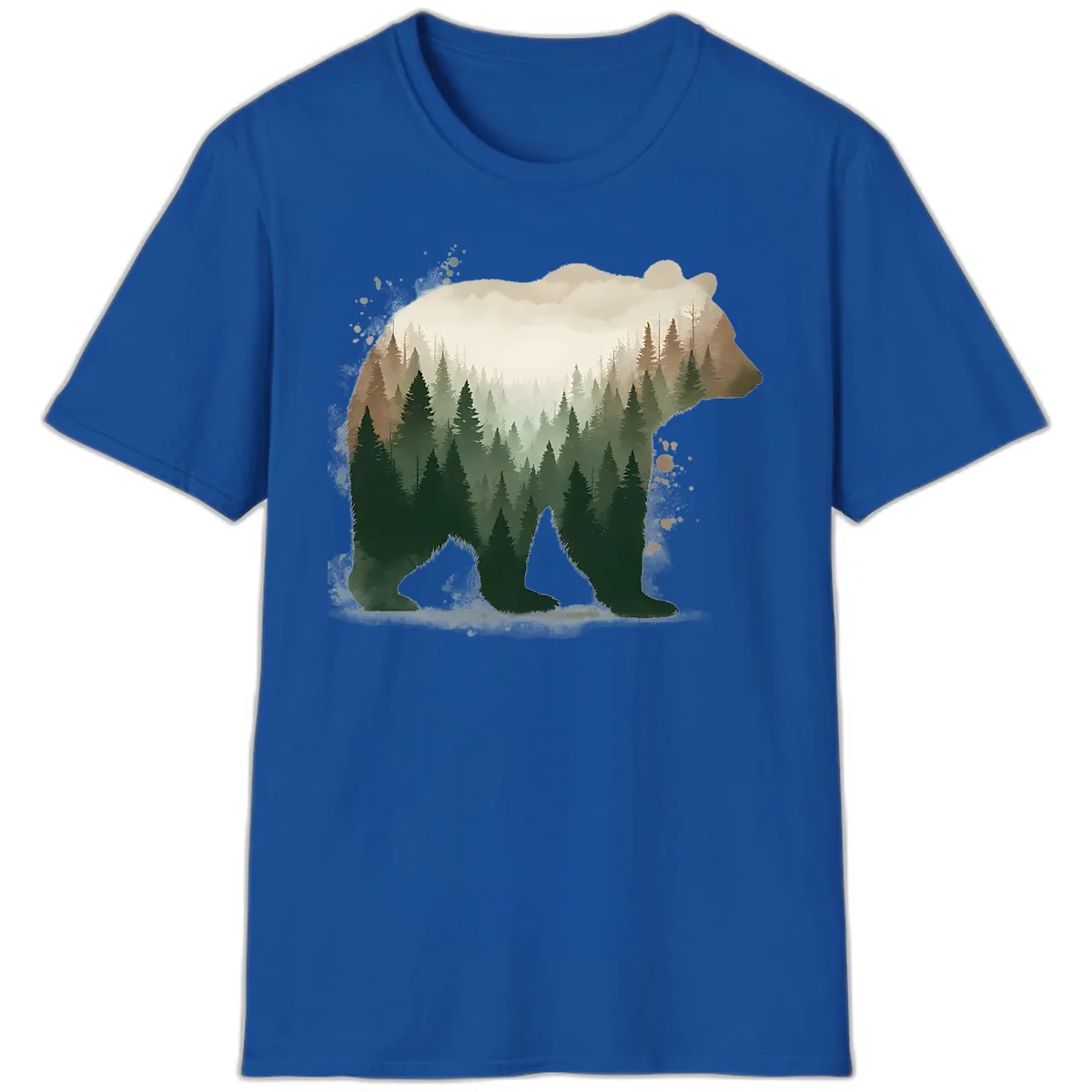 Bear Within The Forest Double Exposure T-Shirt in Royal