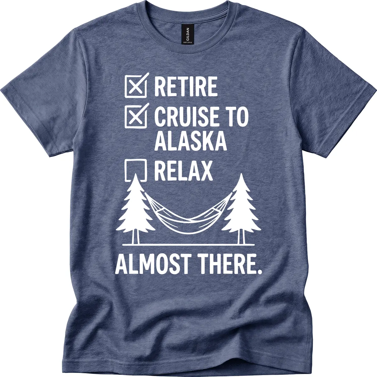 Retire Cruise Alaska Relax T-Shirt in Heather Navy