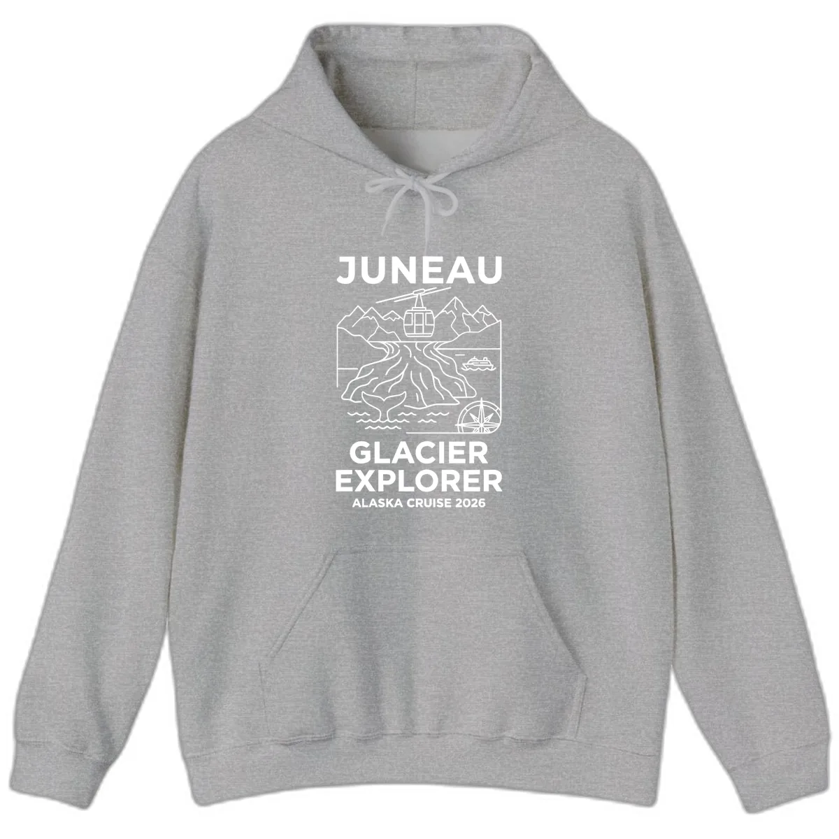 Juneau Glacier Explorer Alaska Cruise Hoodie in Sport Grey
