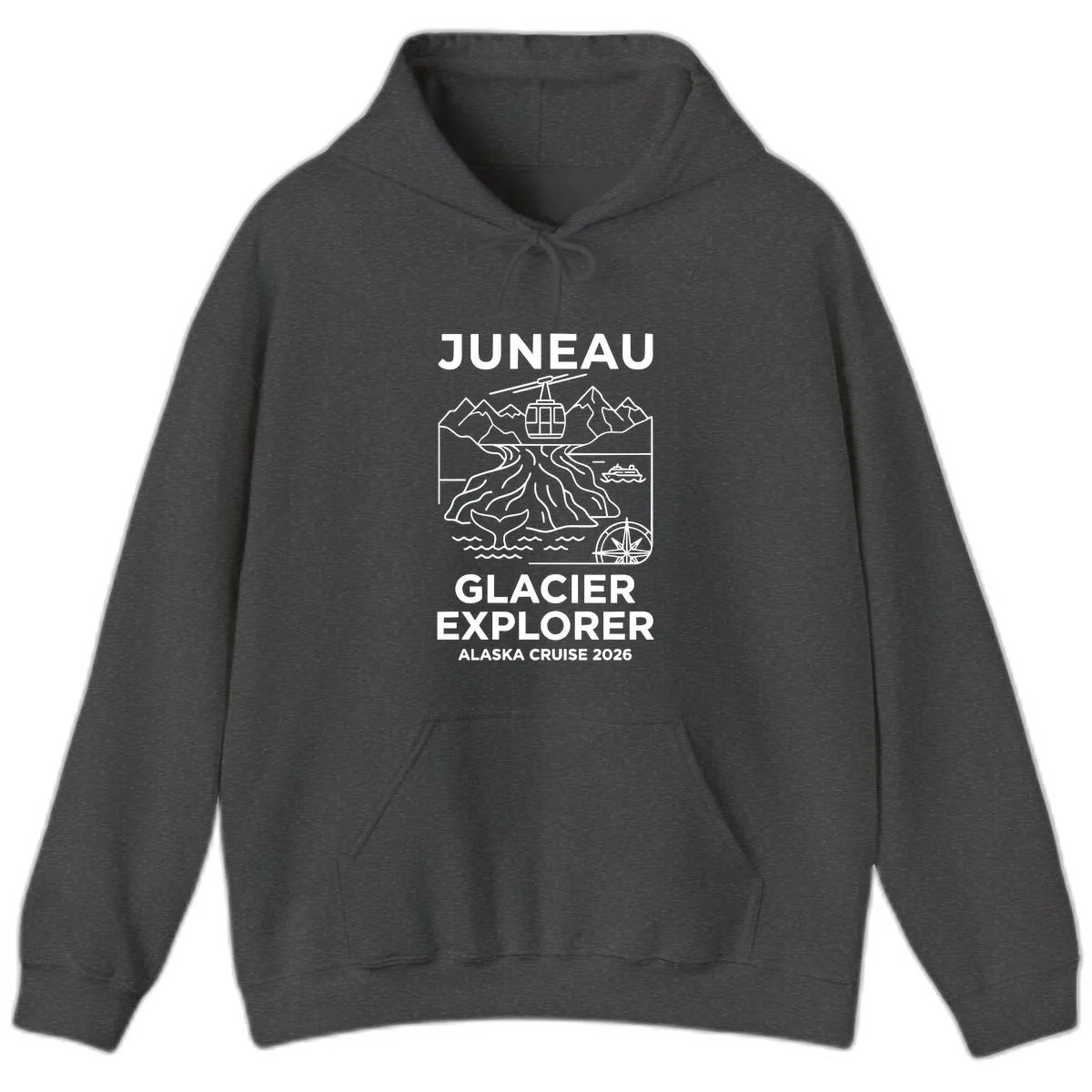 Juneau Glacier Explorer Alaska Cruise Hoodie in Dark Heather