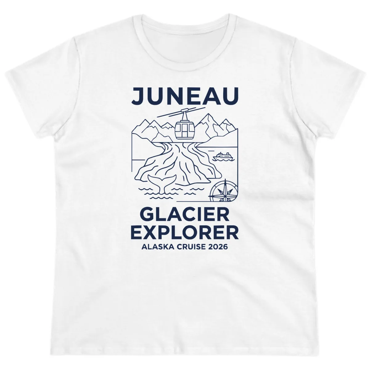 Juneau Glacier Explorer Alaska Cruise Ladies Tee in White