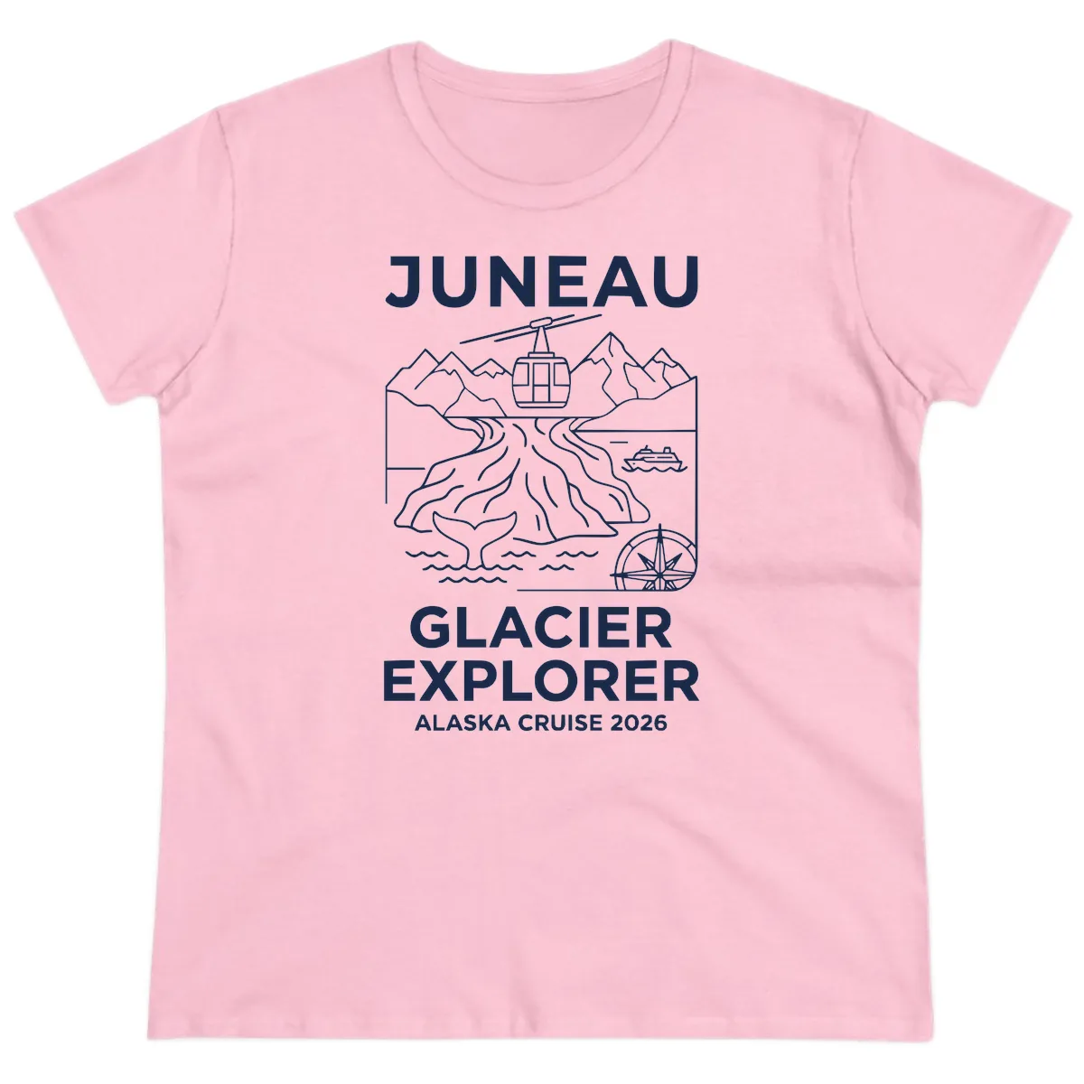 Juneau Glacier Explorer Alaska Cruise Ladies Tee in Light Pink